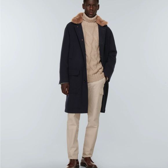 Brunello Cucinelli Shearling Trim Overcoat - Picture 5 of 6
